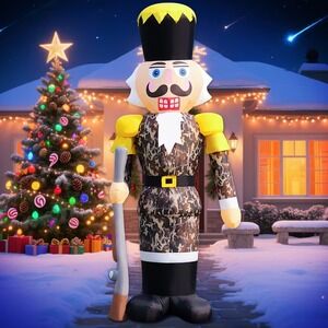 12FT Giant Christmas Inflatable Nutcracker Decoration Outdoor Soldier Military